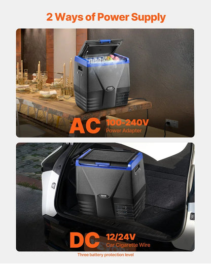 Vevor 35L Portable Car Fridge Freezer - 12V/24V Compressor Cooler