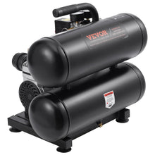 Black portable air compressor with twin tanks and handle, ideal for home or workshop use