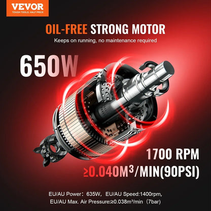 VEVOR 4L Air Compressor Ultra-Compact Portable Oil-Free 7 Bar