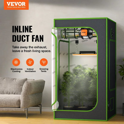 VEVOR Inline Duct Fan, 102mm 129.7 CFM with Variable Speed Controller, Quiet AC-motor Ventilation Exhaust Fan for Cooling Booster, Grow Tents, Hydroponics - Stacks Warehouse