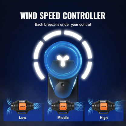 VEVOR Inline Duct Fan, 102mm 129.7 CFM with Variable Speed Controller, Quiet AC-motor Ventilation Exhaust Fan for Cooling Booster, Grow Tents, Hydroponics - Stacks Warehouse