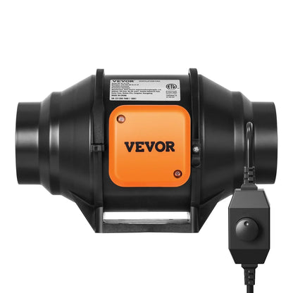 VEVOR Inline Duct Fan, 102mm 129.7 CFM with Variable Speed Controller, Quiet AC-motor Ventilation Exhaust Fan for Cooling Booster, Grow Tents, Hydroponics - Stacks Warehouse