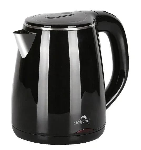 Black Dolphy electric kettle with stainless steel spout and ergonomic handle
