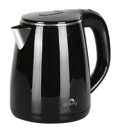 Black Dolphy electric kettle with stainless steel spout and ergonomic handle