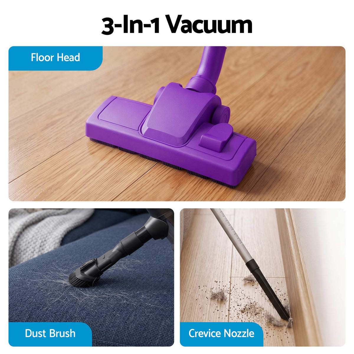 Devanti 3-in-1 Corded Stick Vacuum 16000Pa - Purple - view 7