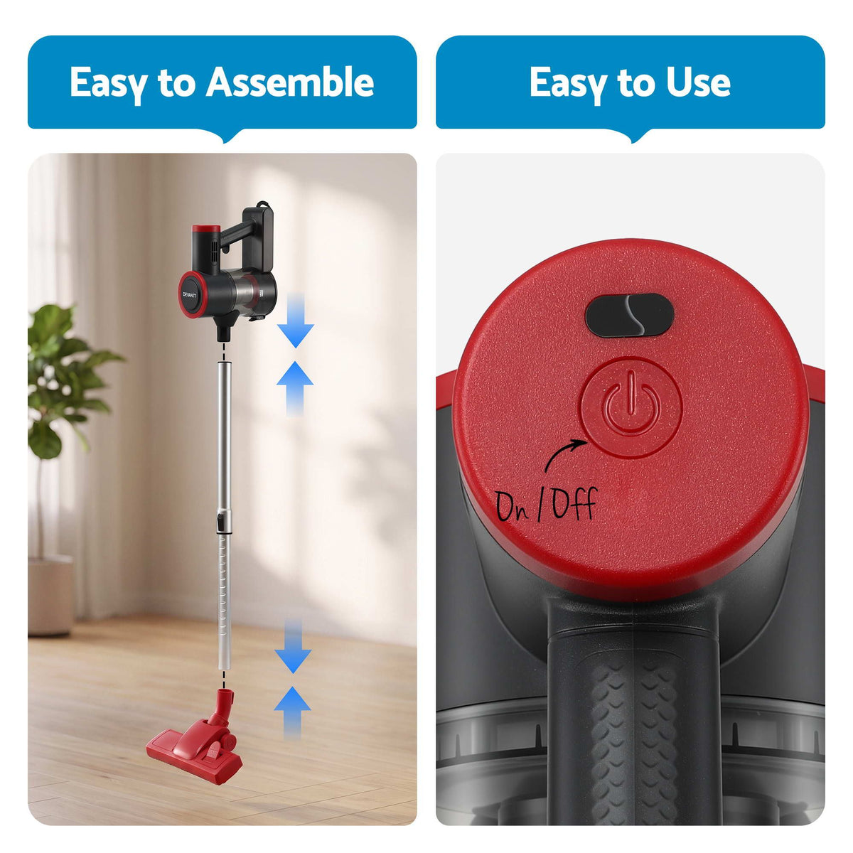 Devanti 3-in-1 Corded Stick Vacuum 16000Pa - Red - view 8