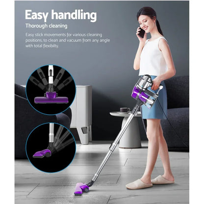 Devanti Stick Vacuum Cleaner Handheld Corded 450W Purple - Stacks Warehouse