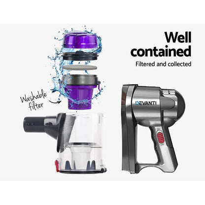 Devanti Stick Vacuum Cleaner Handheld Corded 450W Purple - Stacks Warehouse