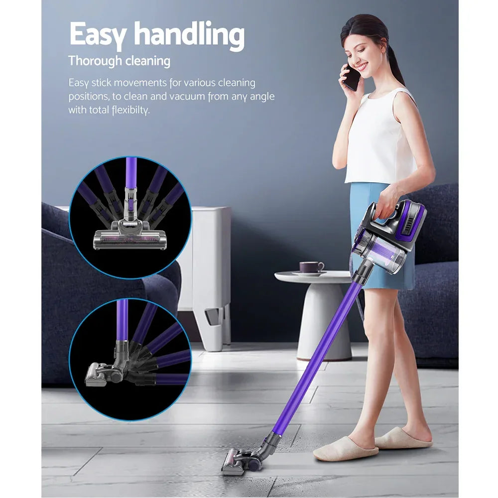 Devanti Stick Vacuum Cleaner Bagless Cordless 150W Purple - Stacks Warehouse