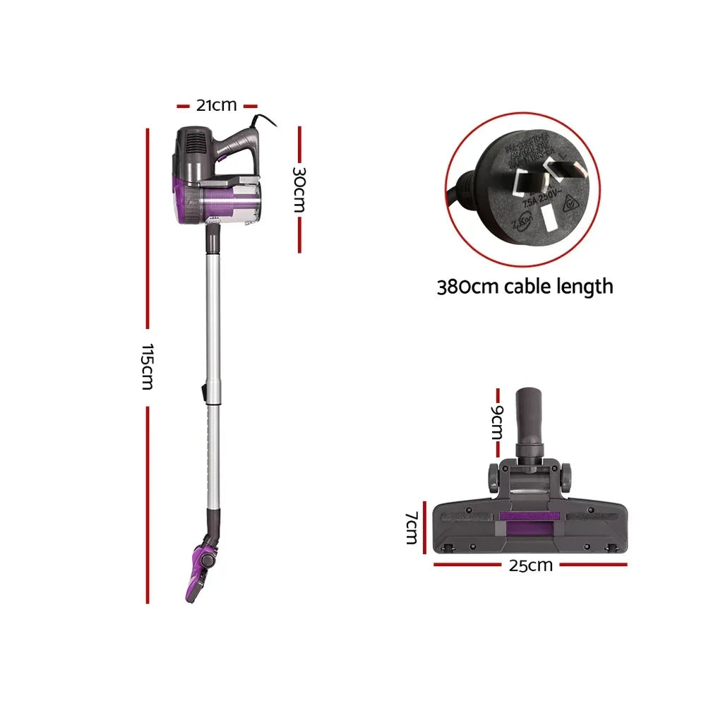 Devanti Stick Vacuum Cleaner Bagless Corded 500W Purple - Stacks Warehouse