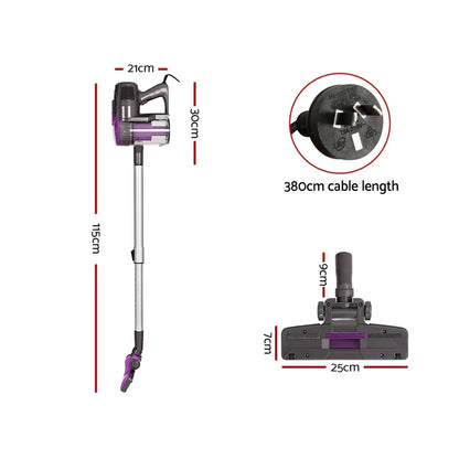 Devanti Stick Vacuum Cleaner Bagless Corded 500W Purple - Stacks Warehouse