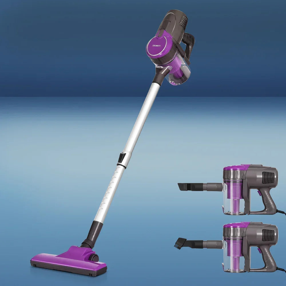 Devanti Stick Vacuum Cleaner Bagless Corded 500W Purple - Stacks Warehouse