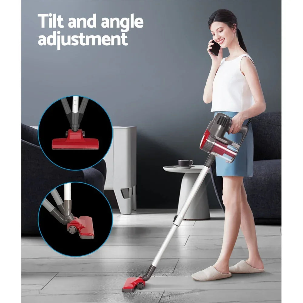 Devanti Stick Vacuum Cleaner Bagless Corded 500W Red - Stacks Warehouse