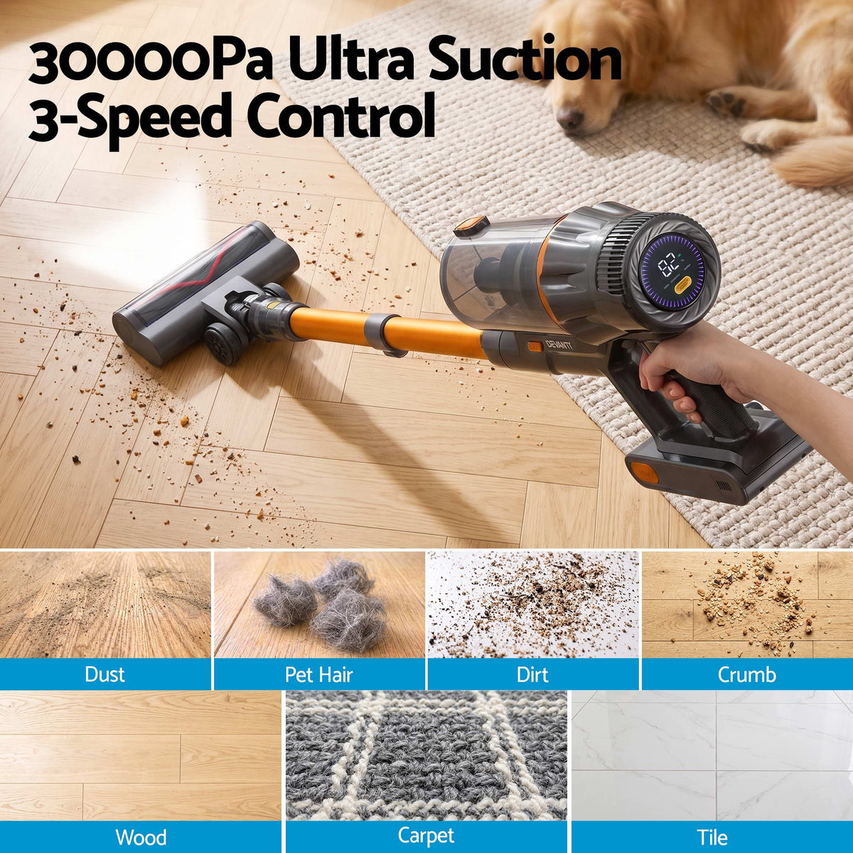 Devanti 30000Pa Cordless Stick Vacuum 4-in-1 - Gold - view 4