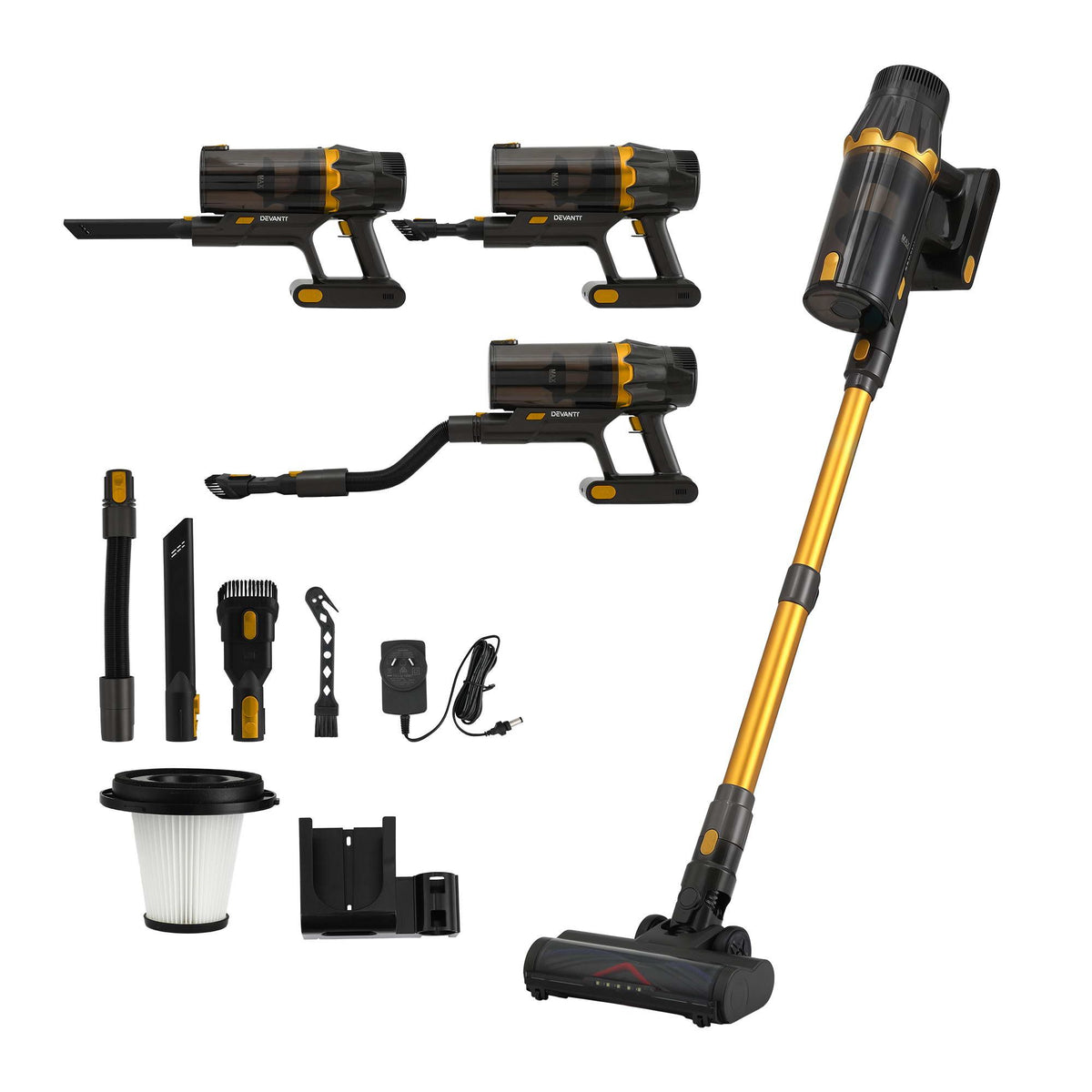 Devanti 30000Pa Cordless Stick Vacuum 4-in-1 - Gold - view 9