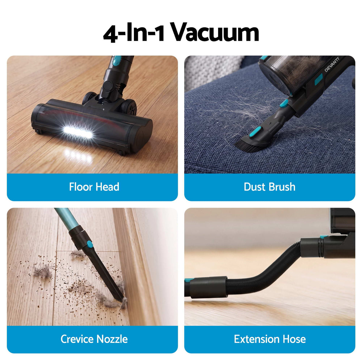 Devanti 30000Pa Cordless Stick Vacuum 4-in-1 - Green - view 7