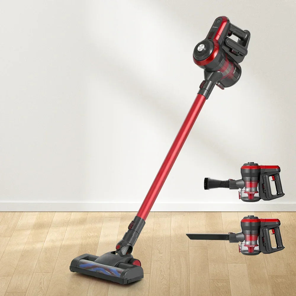 Devanti Stick Vacuum Cleaner Brushless Cordless 250W Red - Stacks Warehouse