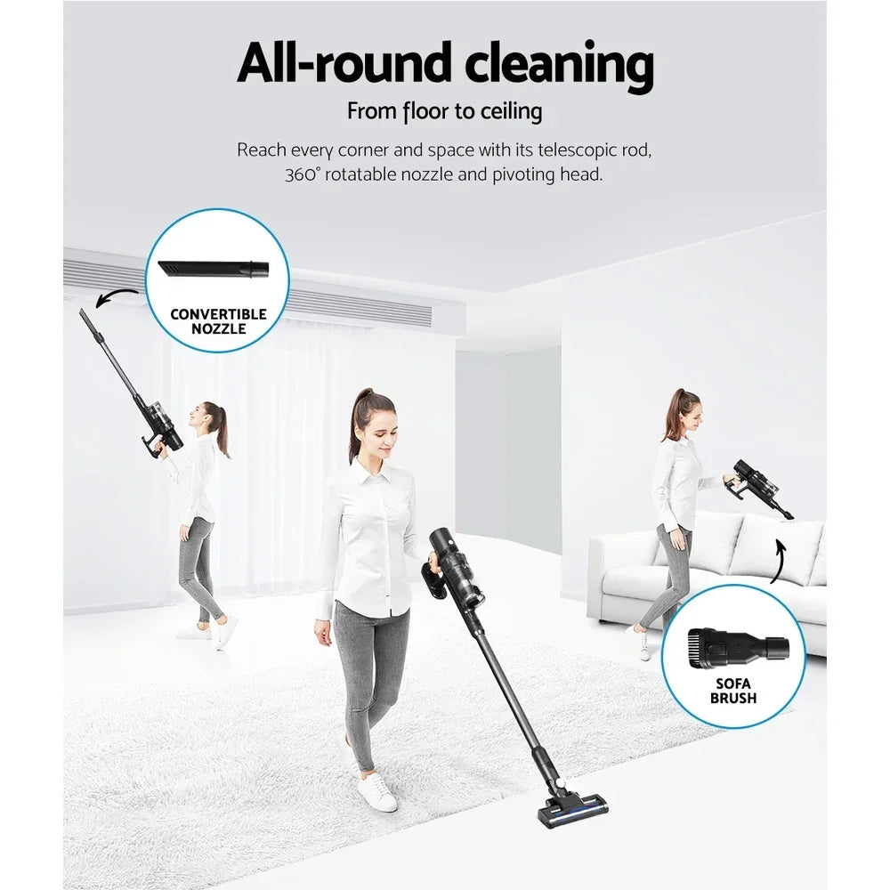 Devanti Stick Vacuum Cleaner Brushless Cordless 350W Grey - Stacks Warehouse