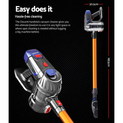 Devanti Stick Vacuum Cleaner Bagless Cordless 150W Gold - Stacks Warehouse
