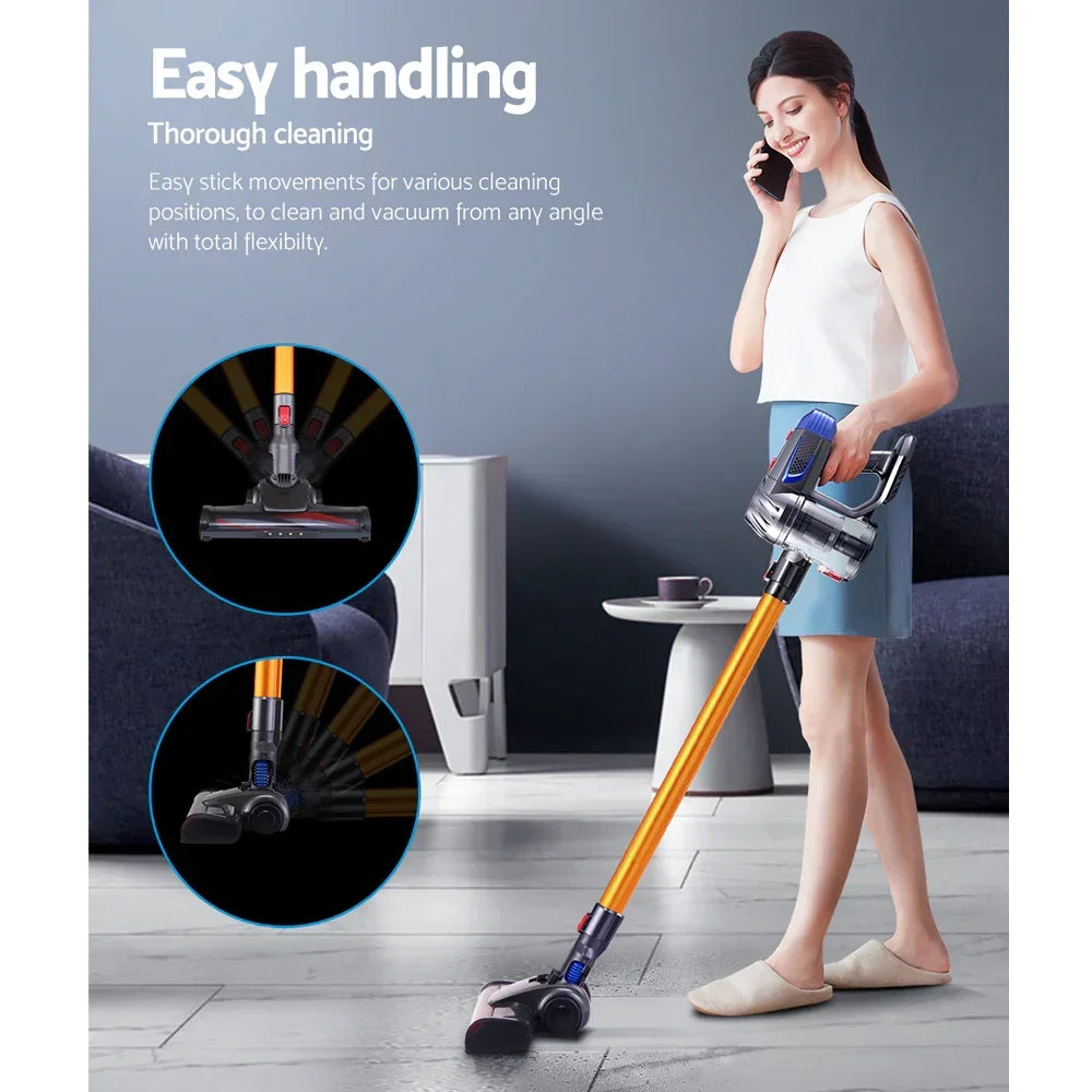 Devanti Stick Vacuum Cleaner Bagless Cordless 150W Gold - Stacks Warehouse