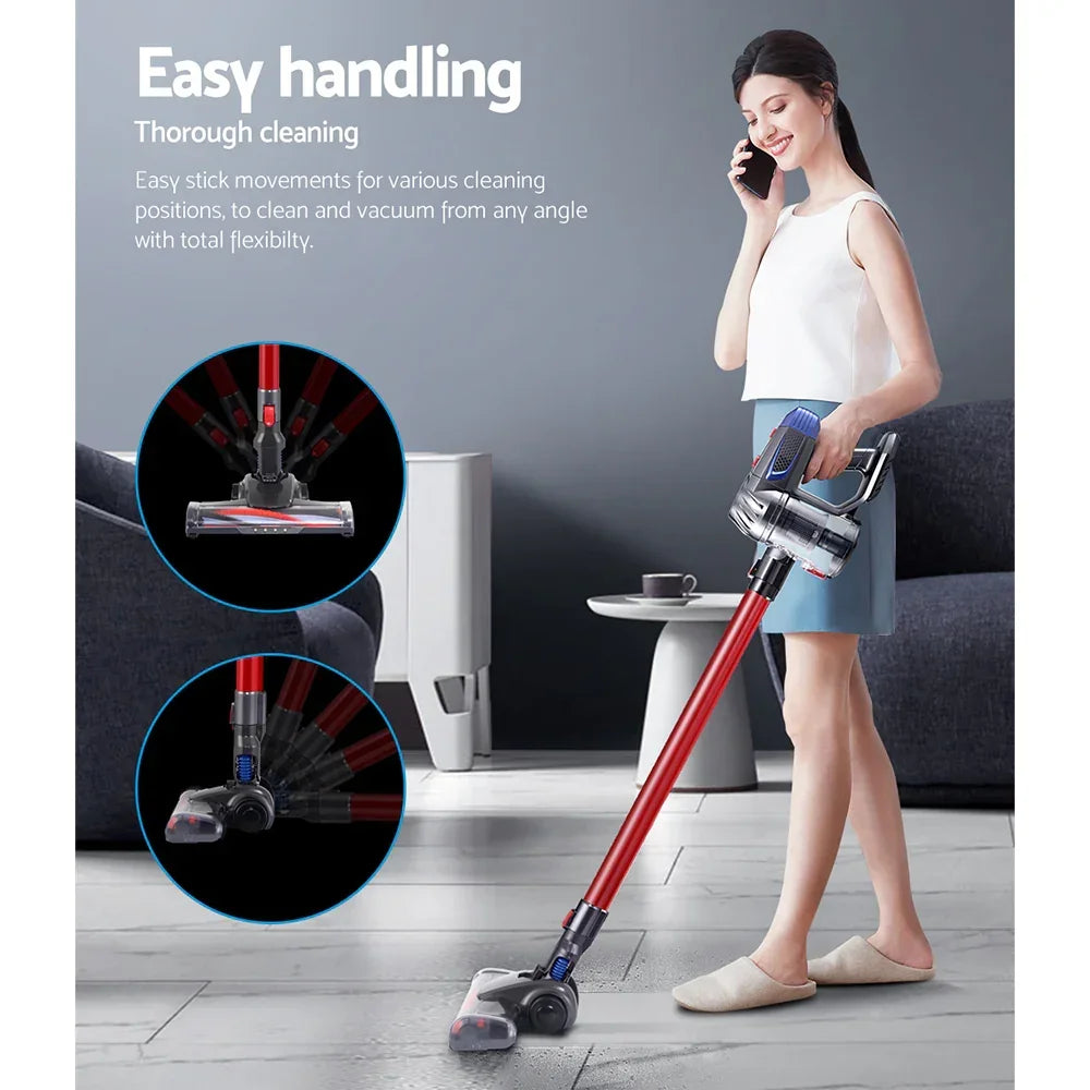 Devanti Stick Vacuum Cleaner Bagless Cordless Red 150W - Stacks Warehouse