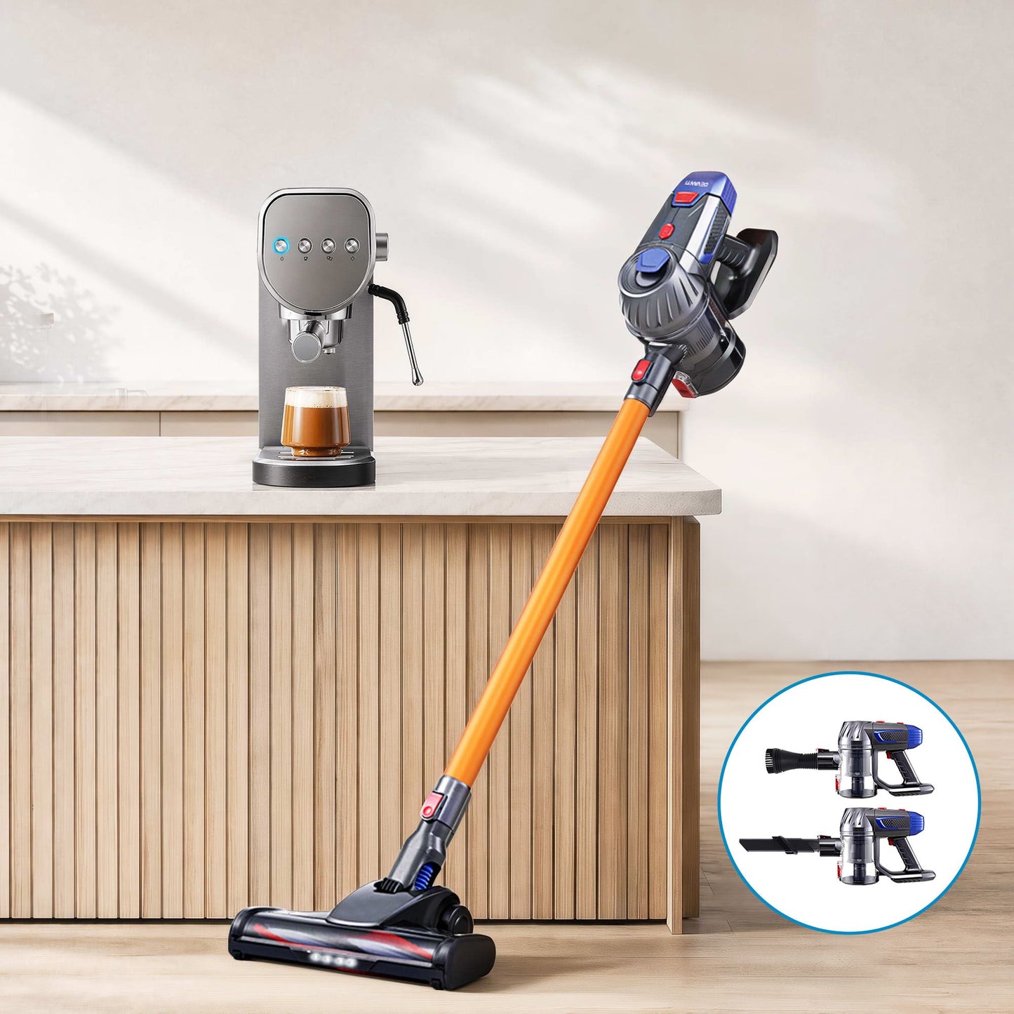 Devanti K7 Cordless Vacuum Plus Espresso Coffee Machine