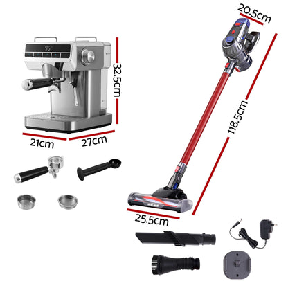Devanti K7 Cordless Vacuum Plus Coffee Machine Red Deluxe