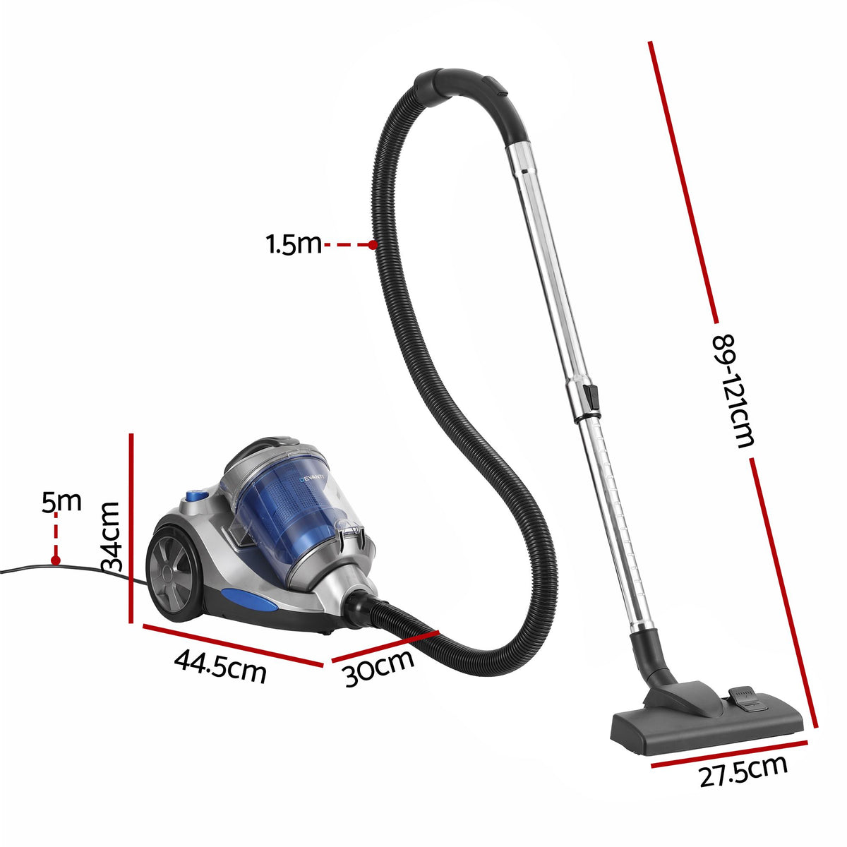 Devanti 2000W Bagless Canister Vacuum 4L - Blue - view 2