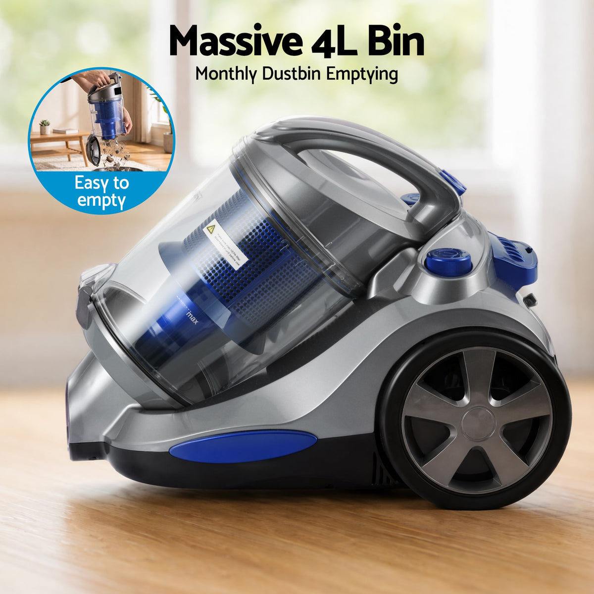 Devanti 2000W Bagless Canister Vacuum 4L - Blue - view 5