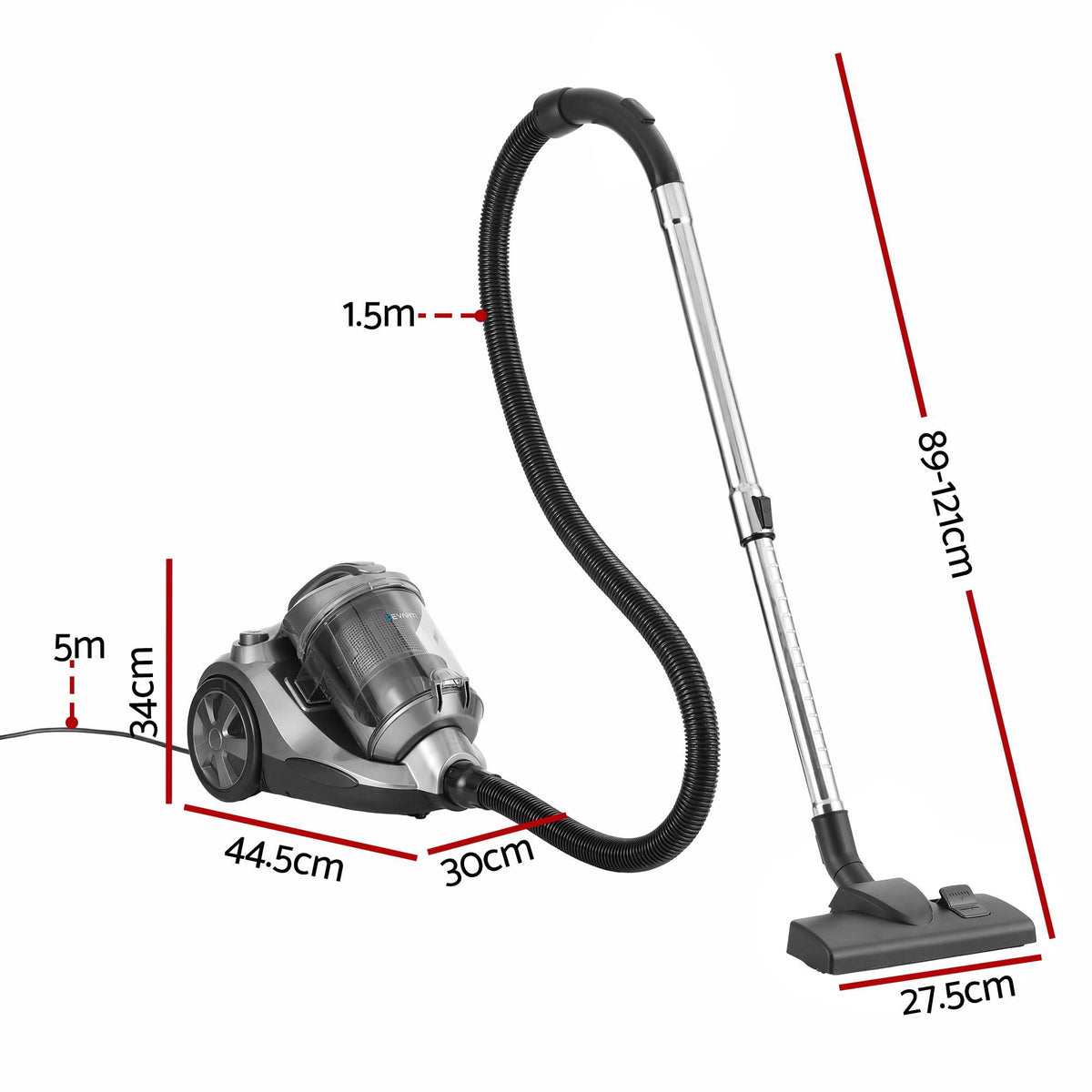 Devanti 2000W Bagless Canister Vacuum 4L - Grey - view 2