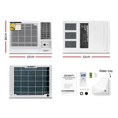 Devanti 1.7kW Window Air Conditioner - Compact Permanent Cooling