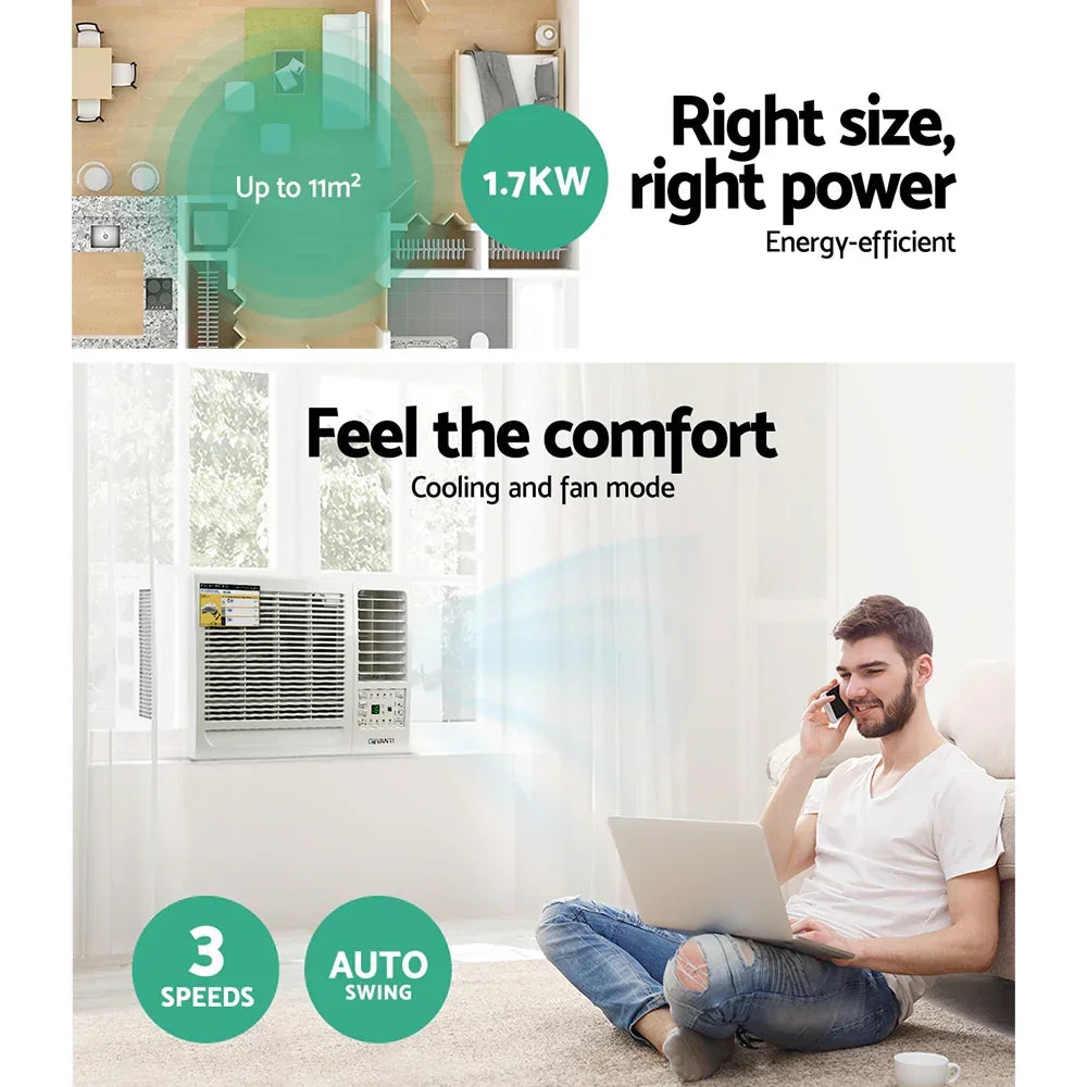 Devanti 1.7kW Window Air Conditioner - Compact Permanent Cooling