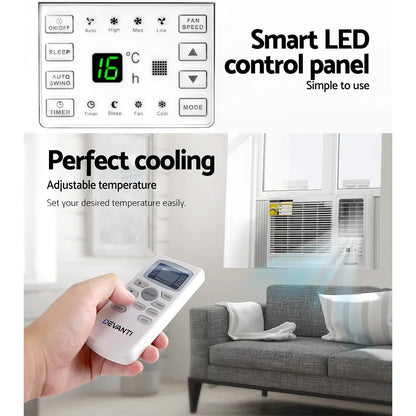 Devanti 1.7kW Window Air Conditioner - Compact Permanent Cooling
