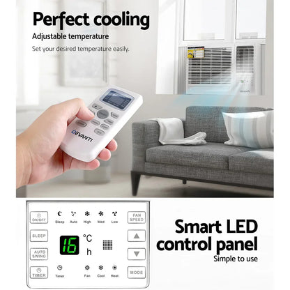 Devanti 2.7kW Window Air Conditioner - Compact Permanent Cooling