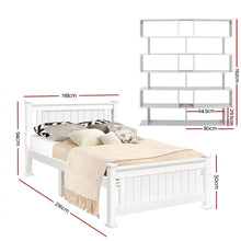 White pine king single bed frame with a headboard and timber slatted base