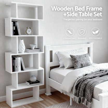Six tier S shape white display shelf, 80 x 23.5 x 192 cm, included in the Artiss RIO set