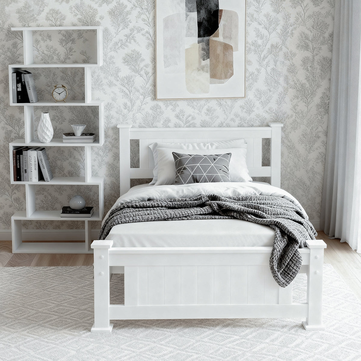 Timber slats and heavy duty steel fixings inside the Artiss RIO king single bed frame
