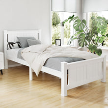 Artiss RIO single bed frame in solid pine wood with a white non-toxic painted finish