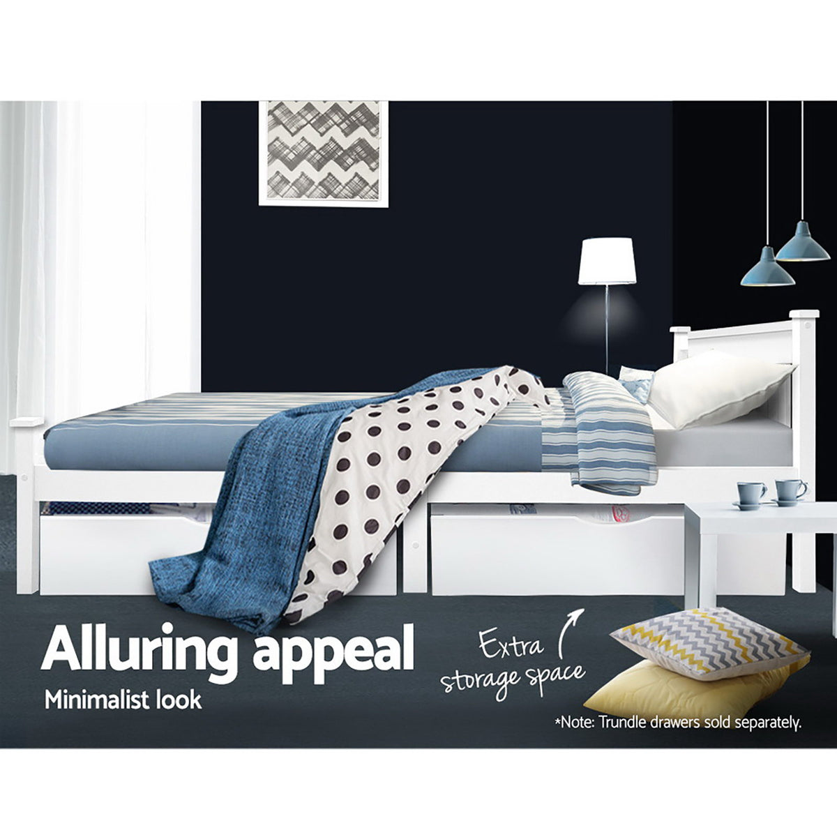 White pine single bed frame sized for a standard Australian 91cm x 190cm single mattress