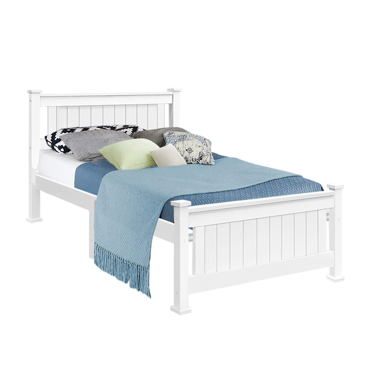 Artiss RIO single bed frame with smooth finished edges and SGS-tested non-toxic white paint