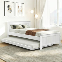 Artiss ELVIS king single trundle bed frame in white solid pine with the spare bed stored underneath