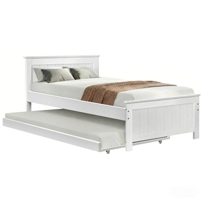 White solid pine king single daybed frame suitable as a guest bed for adults or children