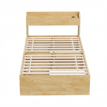 Two USB charging ports built into the headboard of the Artiss AURA bed frame