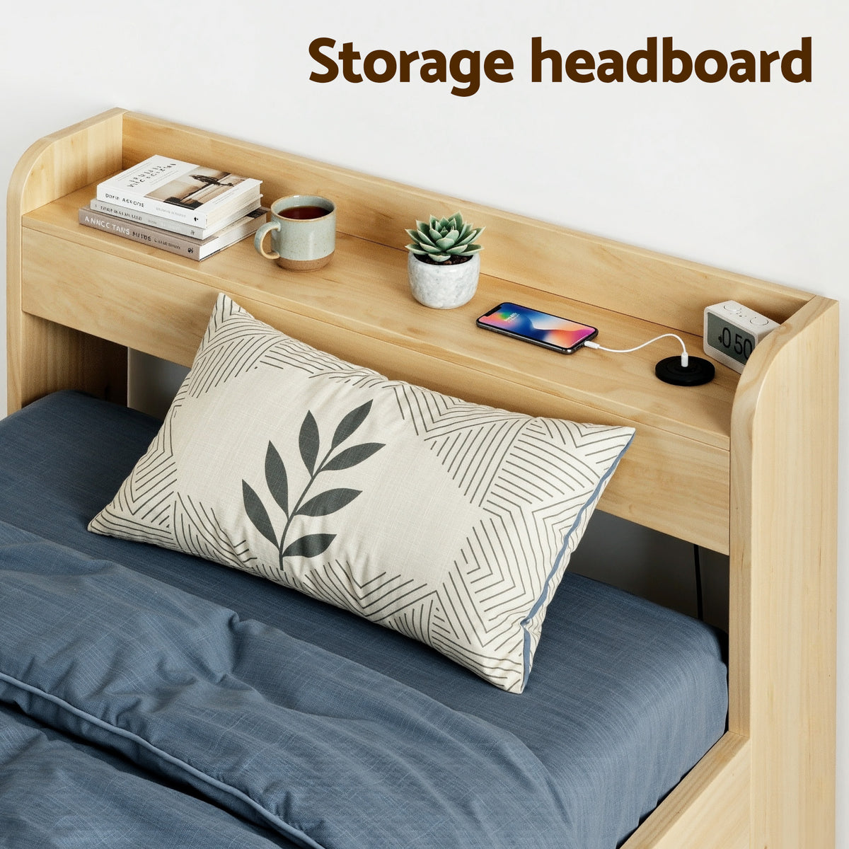 Plywood slats and strong centre support beams inside the Artiss AURA bed frame