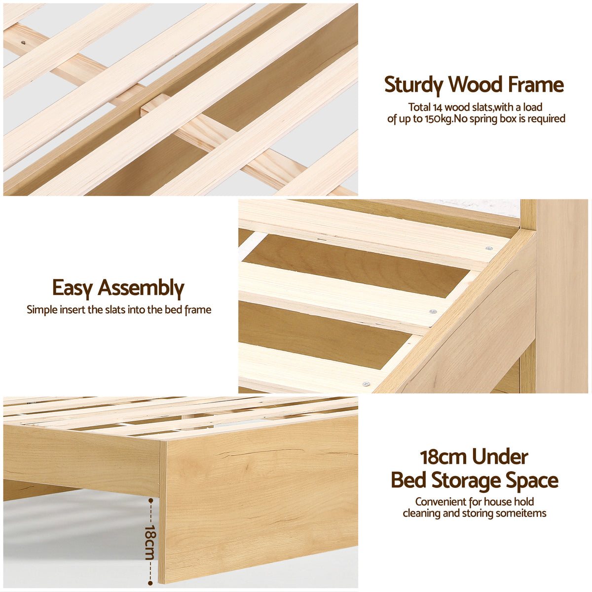 Castor wheel drawer that can be fitted on the left or the right of the AURA bed frame