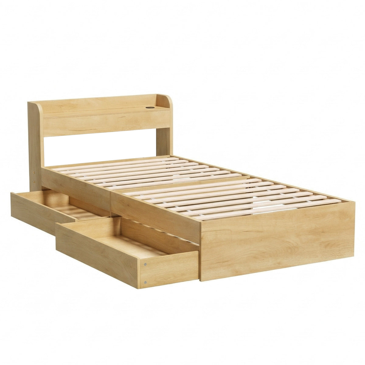 Open space underneath the Artiss AURA king single bed frame for extra storage