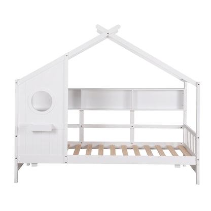 Built-in three compartment bookcase on the Artiss DREGO kids single bed frame