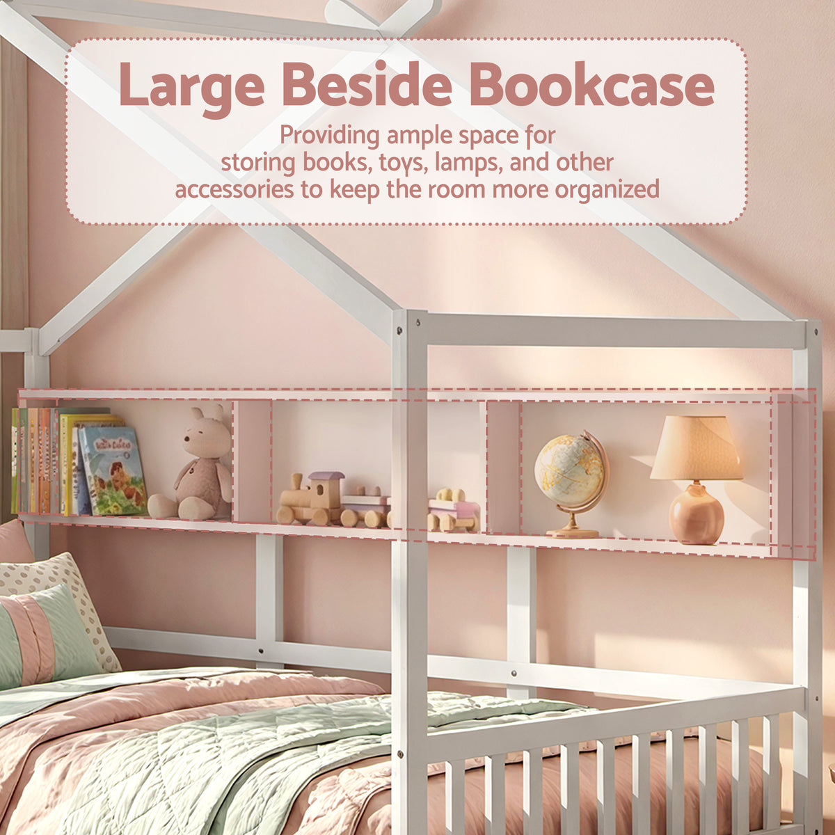 Safety fence on the open side of the Artiss DREGO kids single bed frame