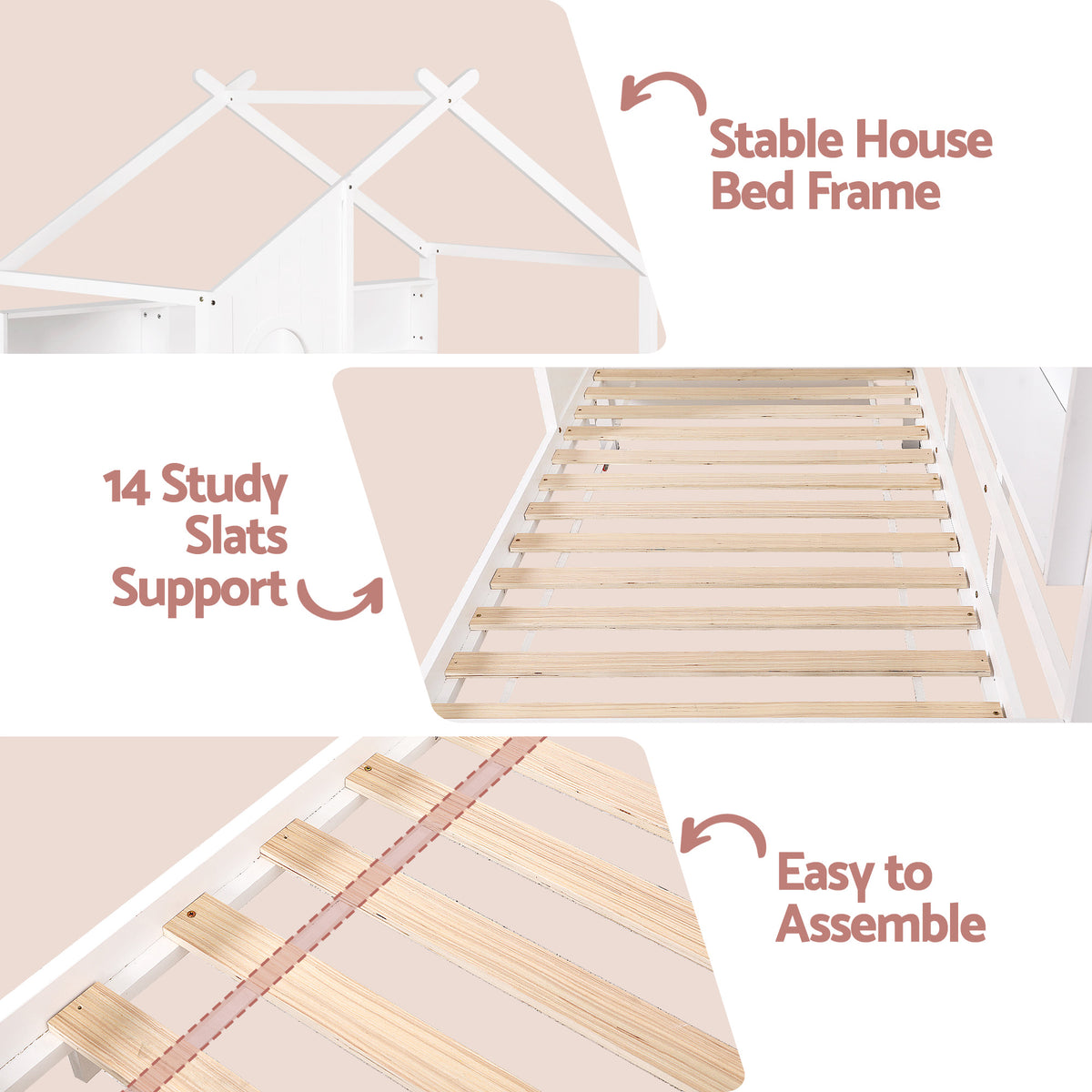 Artiss DREGO single house bed frame with a white paper finish and 180kg weight capacity