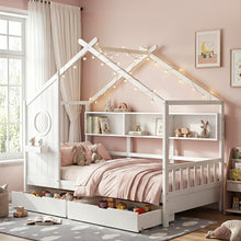 Artiss DREGO kids single house bed frame in white with a pitched roof frame and safety fence
